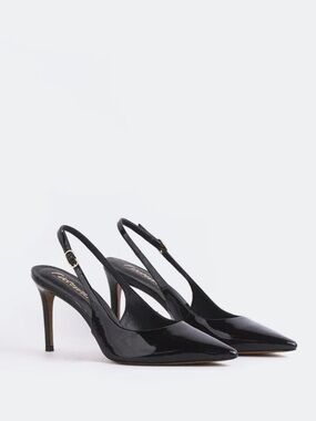 NWT L’Intervalle Borage Black Patent Slingback Heal sz 39 W